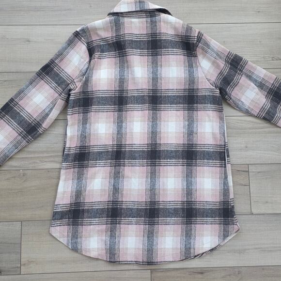 Melloday Long Flannel Open Cardigan Cream/Pink Plaid Jacket Women Plus Sz 1X - Picture 10 of 12